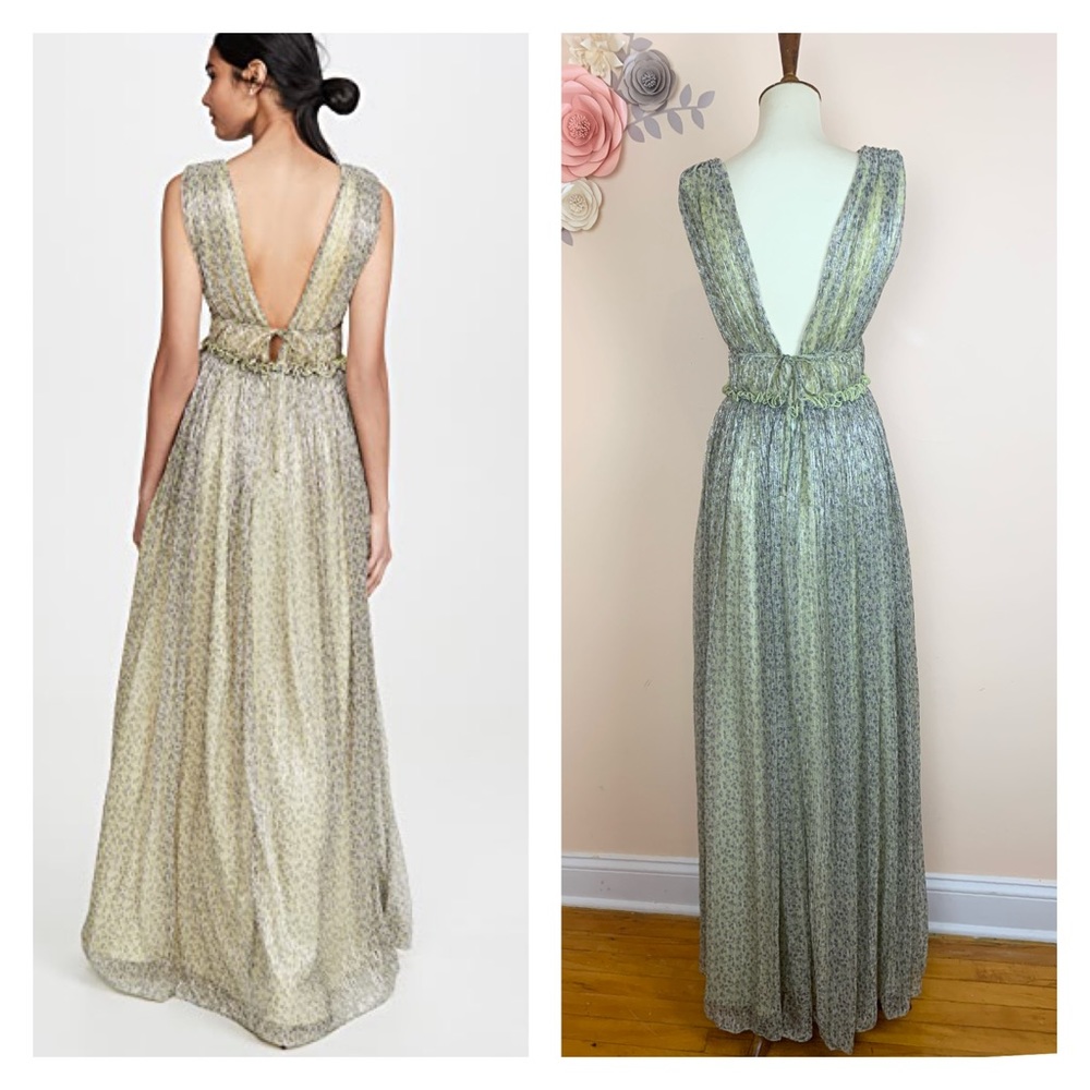 New! JONATHAN SIMKHAI Plisse Metallic Maxi Dress - Picture 7 of 14
